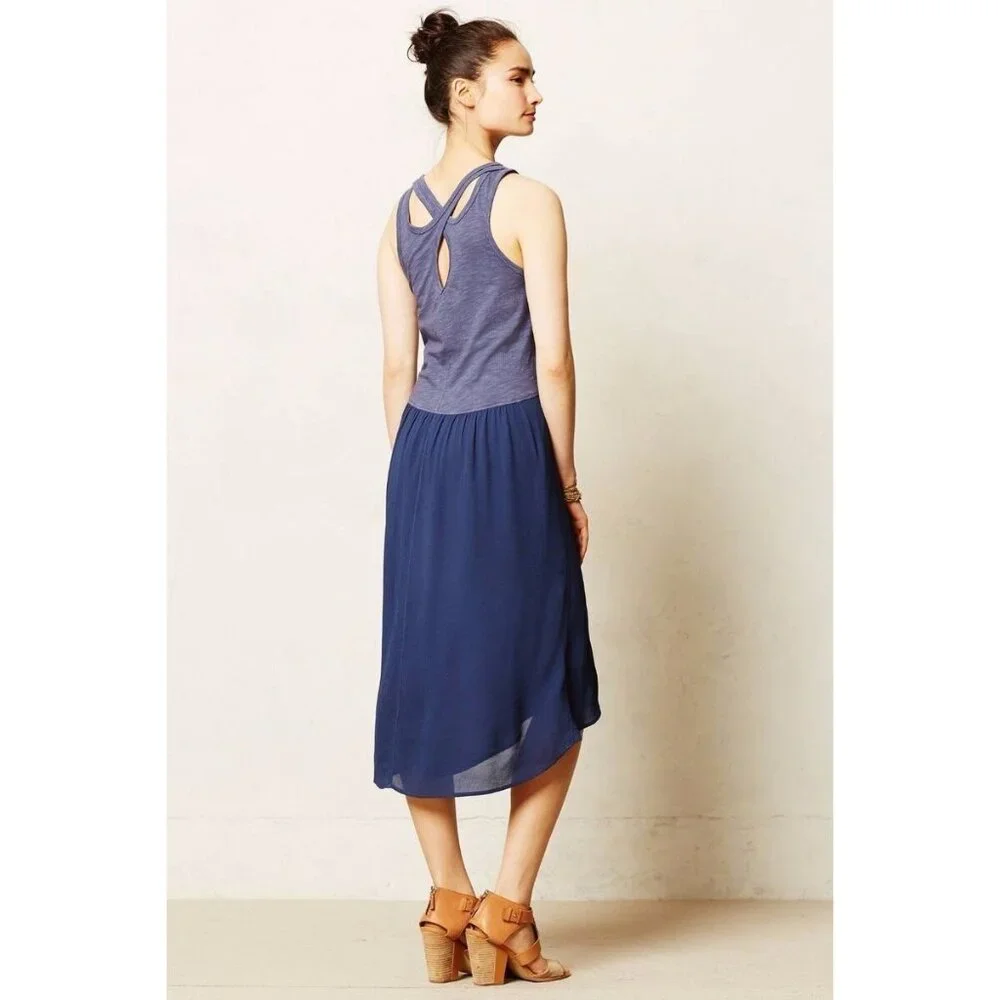 Vintage Y2K Anthropologie Cutout High-Low Midi Dress • Coastal Boho Minimalist - Picture 10 of 16